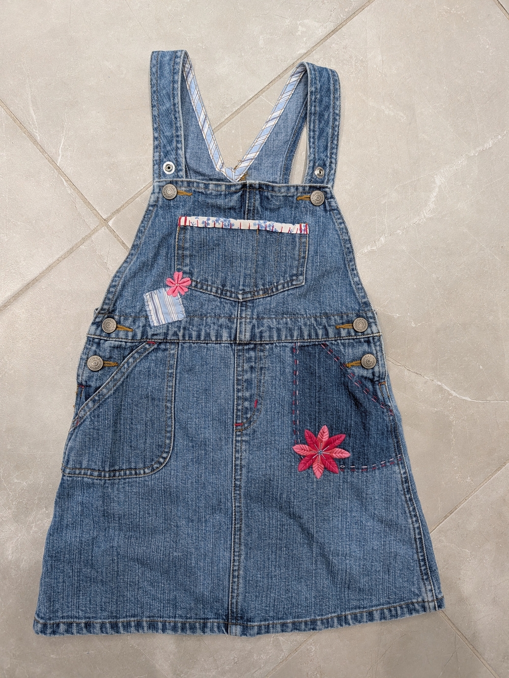 2/$25 Baby Gap Girls’ Denim Overall Dress – Size 4 | Floral Embroidery